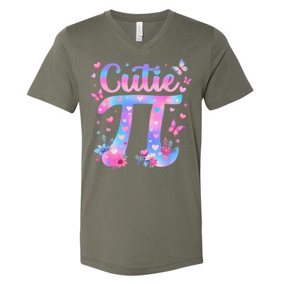 Cutie Pi Day Toddler Math Teacher Student Butterfly Pi 3.14 V-Neck T-Shirt
