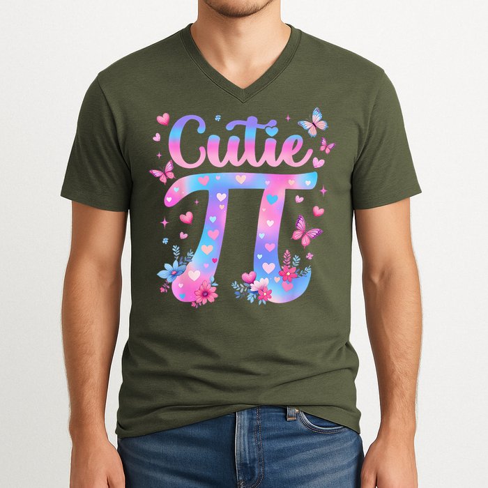 Cutie Pi Day Toddler Math Teacher Student Butterfly Pi 3.14 V-Neck T-Shirt