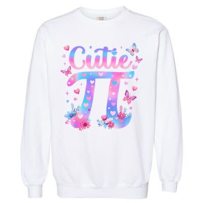 Cutie Pi Day Toddler Math Teacher Student Butterfly Pi 3.14 Garment-Dyed Sweatshirt