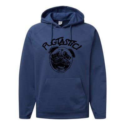 Cute Pug Drawing Pugtastic Performance Fleece Hoodie