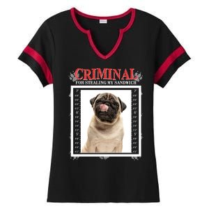 Custom Photo Dog Criminal For Stealing My Sandwich Ladies Halftime Notch Neck Tee