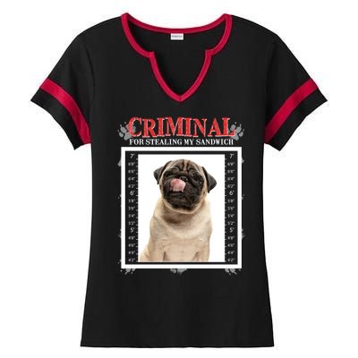 Custom Photo Dog Criminal For Stealing My Sandwich Ladies Halftime Notch Neck Tee