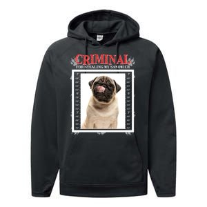 Custom Photo Dog Criminal For Stealing My Sandwich Performance Fleece Hoodie