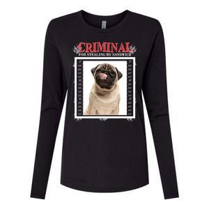 Custom Photo Dog Criminal For Stealing My Sandwich Womens Cotton Relaxed Long Sleeve T-Shirt