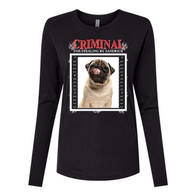 Custom Photo Dog Criminal For Stealing My Sandwich Womens Cotton Relaxed Long Sleeve T-Shirt