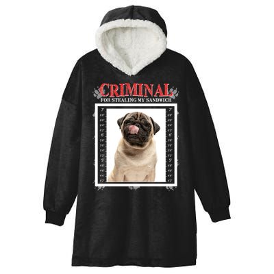 Custom Photo Dog Criminal For Stealing My Sandwich Hooded Wearable Blanket