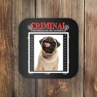 Custom Photo Dog Criminal For Stealing My Sandwich Coaster