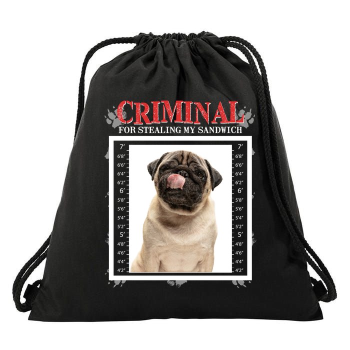 Custom Photo Dog Criminal For Stealing My Sandwich Drawstring Bag