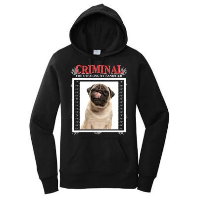 Custom Photo Dog Criminal For Stealing My Sandwich Women's Pullover Hoodie