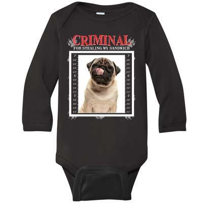 Custom Photo Dog Criminal For Stealing My Sandwich Baby Long Sleeve Bodysuit