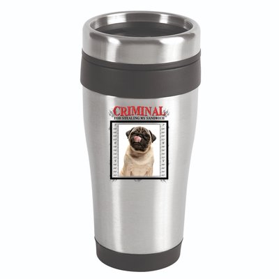 Custom Photo Dog Criminal For Stealing My Sandwich 16oz Travel Tumbler