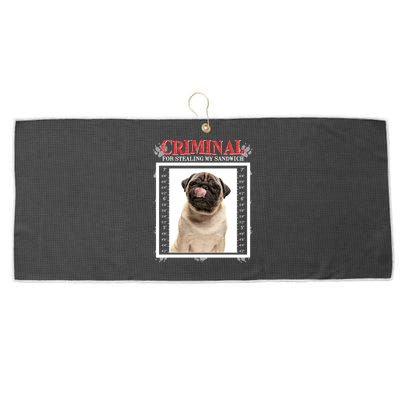 Custom Photo Dog Criminal For Stealing My Sandwich Large Microfiber Waffle Golf Towel