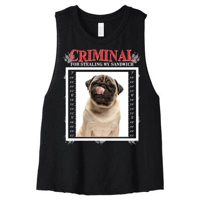 Custom Photo Dog Criminal For Stealing My Sandwich Women's Racerback Cropped Tank