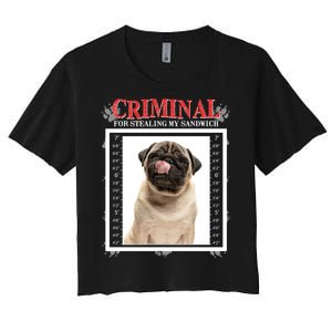 Custom Photo Dog Criminal For Stealing My Sandwich Women's Crop Top Tee