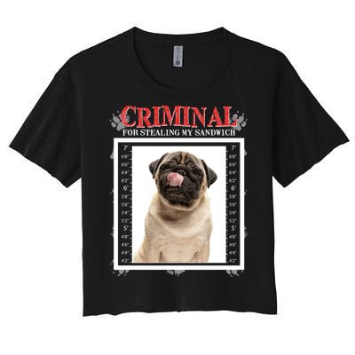 Custom Photo Dog Criminal For Stealing My Sandwich Women's Crop Top Tee