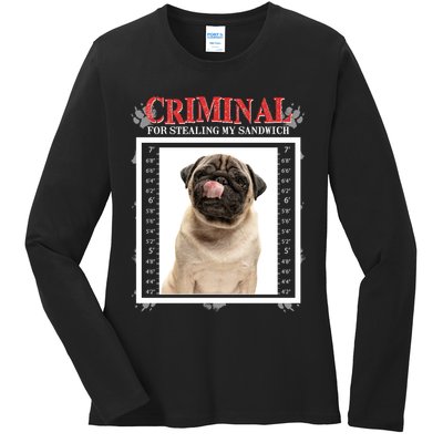 Custom Photo Dog Criminal For Stealing My Sandwich Ladies Long Sleeve Shirt