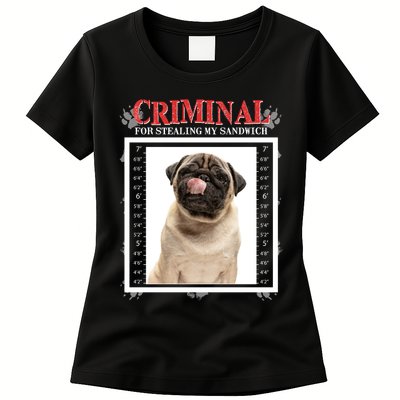 Custom Photo Dog Criminal For Stealing My Sandwich Womens T-Shirt