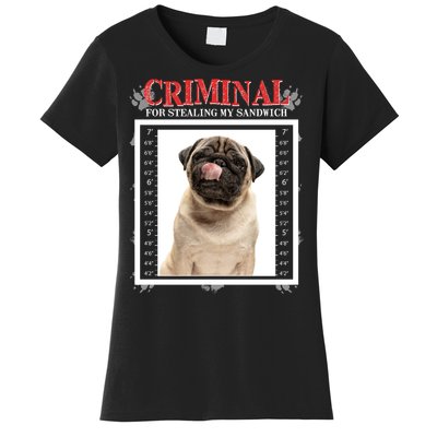 Custom Photo Dog Criminal For Stealing My Sandwich Women's T-Shirt