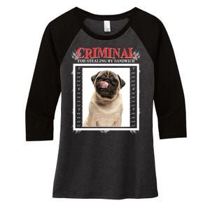 Custom Photo Dog Criminal For Stealing My Sandwich Women's Tri-Blend 3/4-Sleeve Raglan Shirt