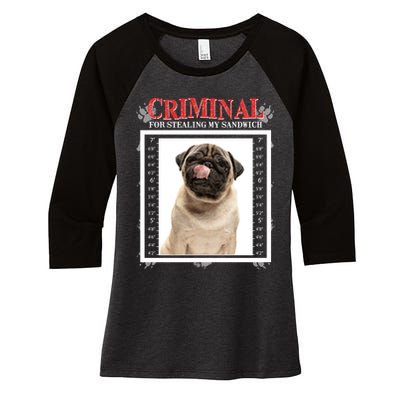 Custom Photo Dog Criminal For Stealing My Sandwich Women's Tri-Blend 3/4-Sleeve Raglan Shirt