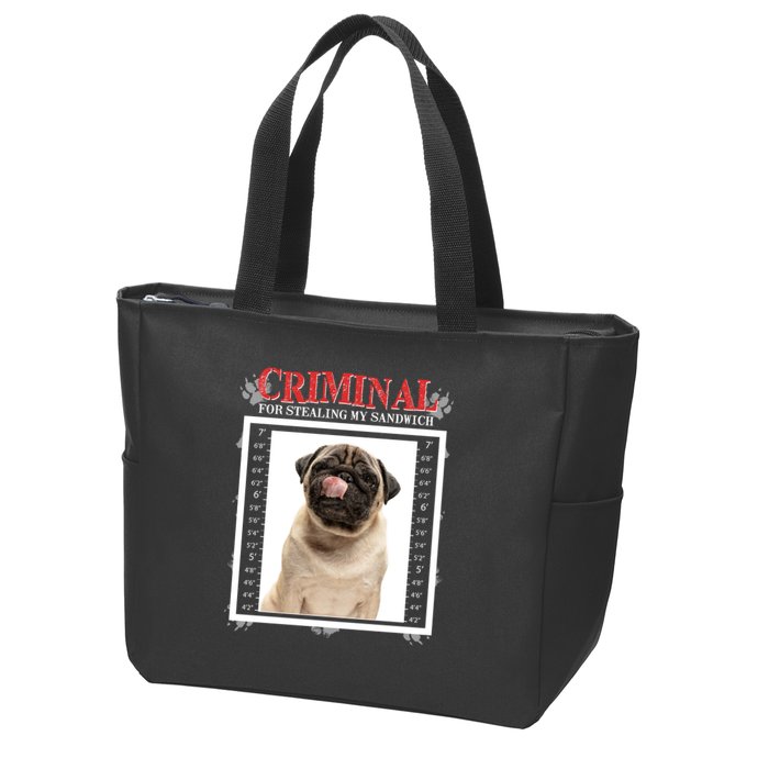 Custom Photo Dog Criminal For Stealing My Sandwich Zip Tote Bag