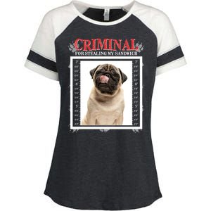 Custom Photo Dog Criminal For Stealing My Sandwich Enza Ladies Jersey Colorblock Tee