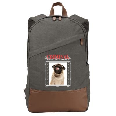 Custom Photo Dog Criminal For Stealing My Sandwich Cotton Canvas Backpack