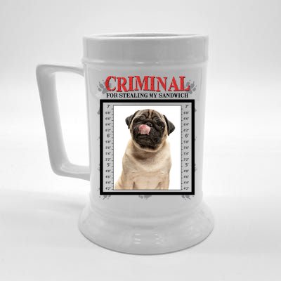 Custom Photo Dog Criminal For Stealing My Sandwich Beer Stein