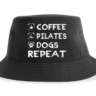 Coffee Pilates Dogs Repeat Funny Pilates Gift Sustainable Bucket Hat