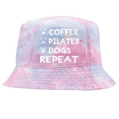 Coffee Pilates Dogs Repeat Funny Pilates Gift Tie-Dyed Bucket Hat