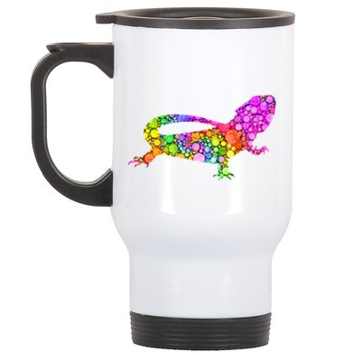 Colorful Polka Dot Bearded Dragon International Dot Day Meaningful Gift Stainless Steel Travel Mug