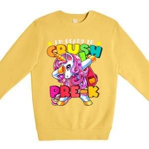 Crush PreK Dabbing Unicorn Back To School Girl Premium Crewneck Sweatshirt