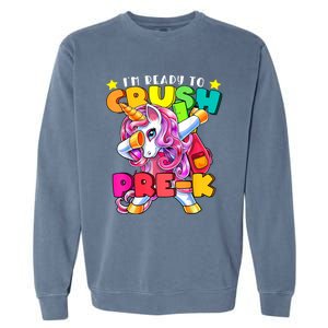 Crush PreK Dabbing Unicorn Back To School Girl Garment-Dyed Sweatshirt