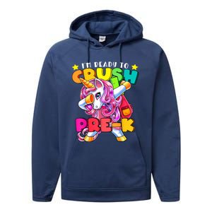 Crush PreK Dabbing Unicorn Back To School Girl Performance Fleece Hoodie