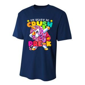 Crush PreK Dabbing Unicorn Back To School Girl Performance Sprint T-Shirt