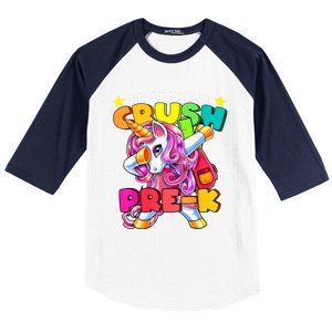 Crush PreK Dabbing Unicorn Back To School Girl Baseball Sleeve Shirt