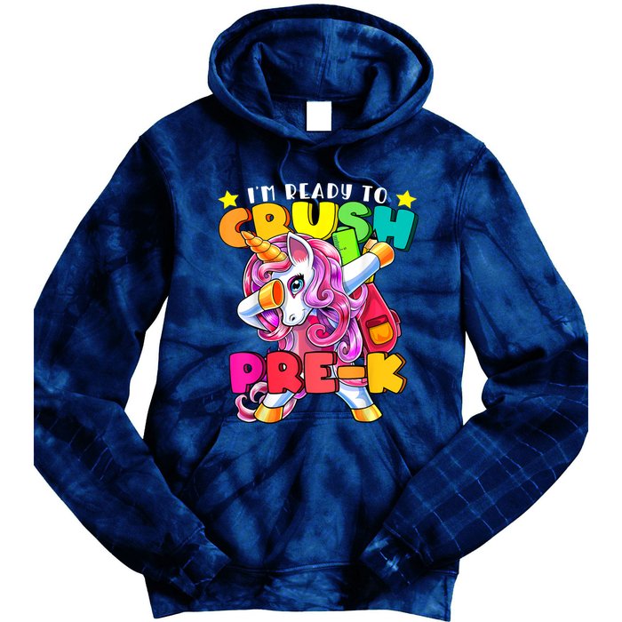 Crush PreK Dabbing Unicorn Back To School Girl Tie Dye Hoodie