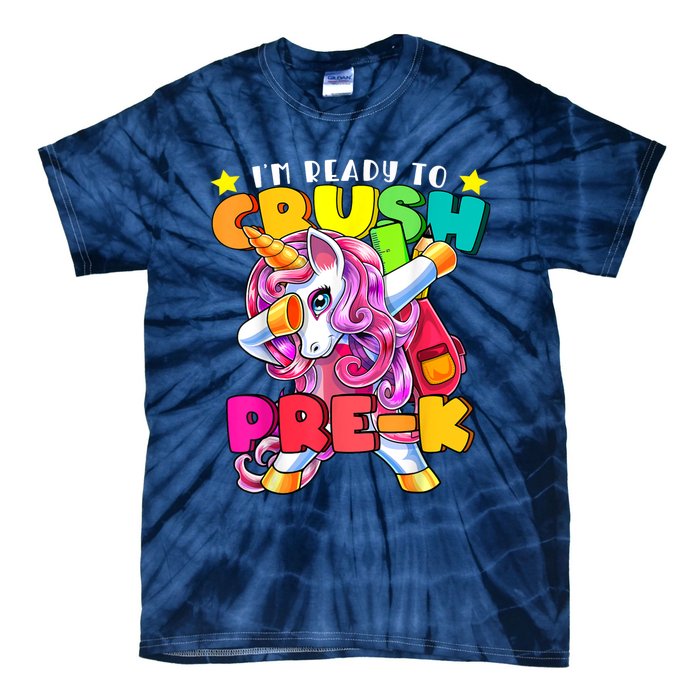 Crush PreK Dabbing Unicorn Back To School Girl Tie-Dye T-Shirt