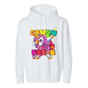 Crush PreK Dabbing Unicorn Back To School Girl Garment-Dyed Fleece Hoodie