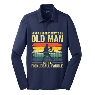 Cool Pickleball Design Grandpa Pickleball Player Silk Touch Performance Long Sleeve Polo