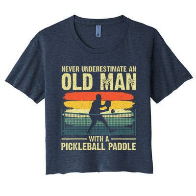 Cool Pickleball Design Grandpa Pickleball Player Women's Crop Top Tee