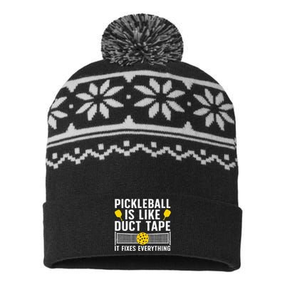 Cute Pickleball Design For Men Women Paddle Sport Players USA-Made Snowflake Beanie