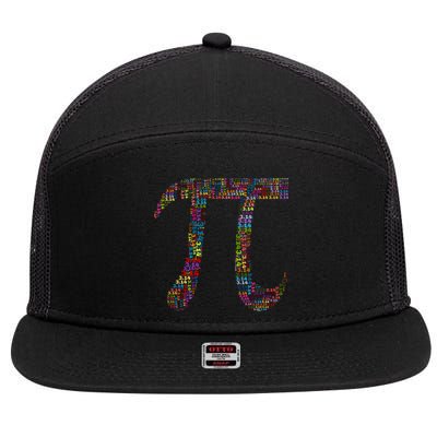 Colorful Pi Date Math 7 Panel Mesh Trucker Snapback Hat
