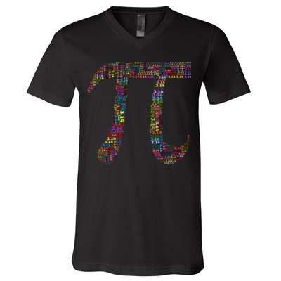 Colorful Pi Date Math V-Neck T-Shirt