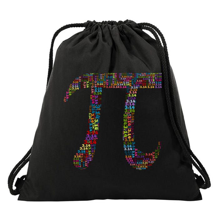 Colorful Pi Date Math Drawstring Bag