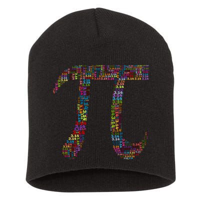 Colorful Pi Date Math Short Acrylic Beanie
