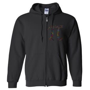 Colorful Pi Date Math Full Zip Hoodie