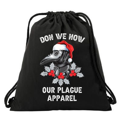 Christmas Plague Doctor Mask Don We Now Our Plague Apparel Drawstring Bag