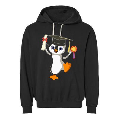 Cute Penguin Dancing Graduation Cap Certificate Fun Graduate Garment-Dyed Fleece Hoodie