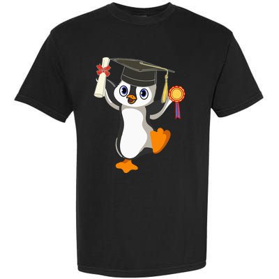 Cute Penguin Dancing Graduation Cap Certificate Fun Graduate Garment-Dyed Heavyweight T-Shirt